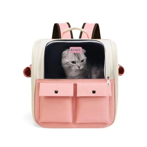 Treer Transporttasche für Haustiere, Transportbox für Hunde & Katzen, Faltbar Haustiertransportbox Leichte Reise Tragetasche Für Reisen im Flugzeug, Auto oder Zug (38 * 36 * 25cm,Rosa B) von Treer