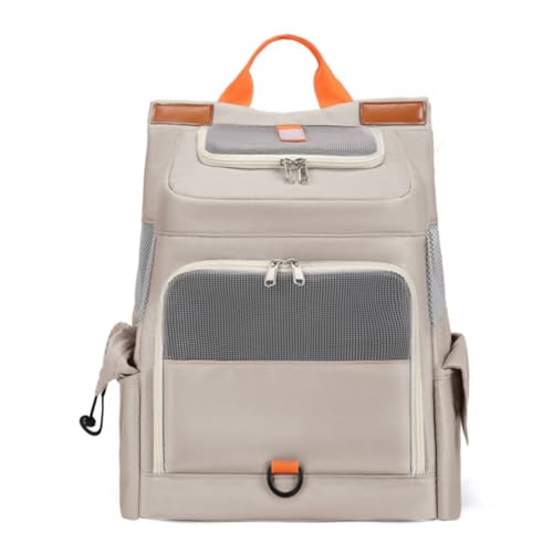 Treer Transporttasche für Haustiere, Transportbox für Hunde & Katzen, Faltbar Haustiertransportbox Leichte Reise Tragetasche Für Reisen im Flugzeug, Auto oder Zug (40 * 21 * 42cm,Khaki) von Treer