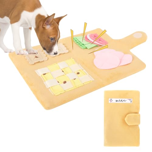 Treetopone Schnüffelspielzeug Hund,Intelligenzspielzeug Schnüffelteppich für Hunde,Menüform Interaktives Plüschspielzeug Hunde Geburtstag Geschenk von Treetopone
