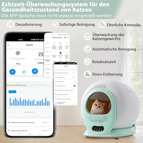 65L Adaptive selbstreinigende Katzentoilette für mehrere Katzen, automatische Schöpfung, geeignet für viele Arten von Streu, Infrarotsensor, eliminiert Geruch, APP-gesteuert, sichere Kindersicherung, 65L Adaptive selbstreinigende Katzentoilette für mehrere Katzen, automatische Schöpfung, geeignet für viele Arten von Streu, Infrarotsensor, eliminiert Geruch, APP-gesteuert, sichere Kindersicherung, von Trelomix
