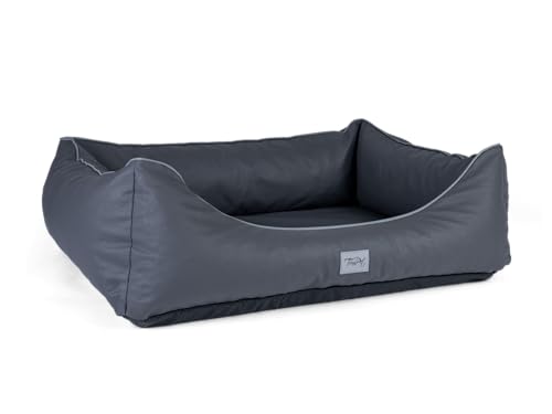 TrendPet Runa, Orthopädisches Kunstlederbett für Hunde, modisch in Kupfer und Grau (Grau, 100x75x30 cm) von TrendPet