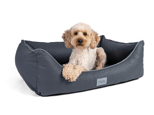 TrendPet Runa, Orthopädisches Kunstlederbett für Hunde, modisch in Kupfer und Grau (Grau, 80x60x25 cm) von TrendPet