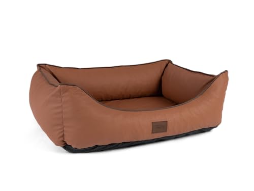 TrendPet Runa, Orthopädisches Kunstlederbett für Hunde, modisch in Kupfer und Grau (Kupfer, 80x60x25 cm) von TrendPet