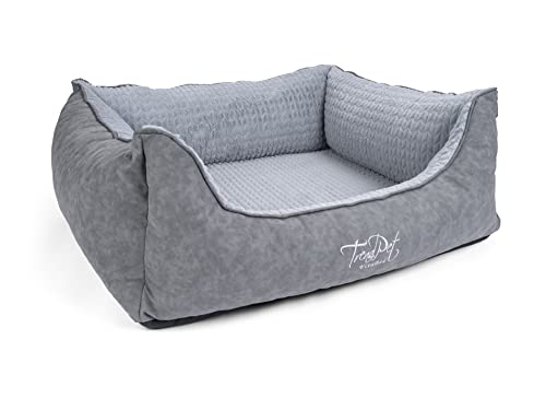 TrendPet VitaBed Style - Orthopädisches Hundebett, außen Kunstleder innen flauschig (100x90cm, Grau) von TrendPet