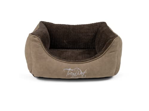 TrendPet VitaBed Style - Orthopädisches Hundebett, außen Kunstleder innen flauschig (60x50cm, Braun) von TrendPet