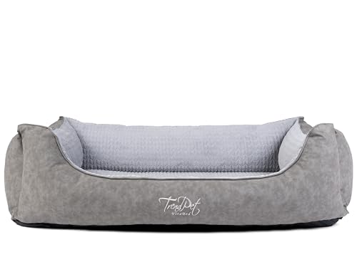 TrendPet VitaBed Style - Orthopädisches Hundebett, außen Kunstleder innen flauschig (Grau, 140x115cm) von TrendPet