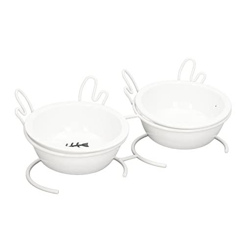 Trented Doppelter Porzellan-Katzennapf, Ergonomischer Haustier-Doppelnapf aus Keramik für Katzen Trented Doppelter Porzellan-Katzennapf, Ergonomischer Haustier-Doppelnapf aus Keramik für Katzen von Trented