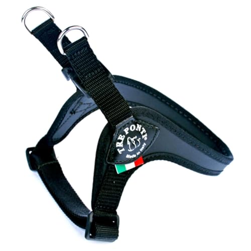 Tre Ponti Geschirr Easy Fit Classic with adj. Belly mit schwarzen Rand schwarz 25 - 29 cm bis ca. 3 kg von Tre Ponti