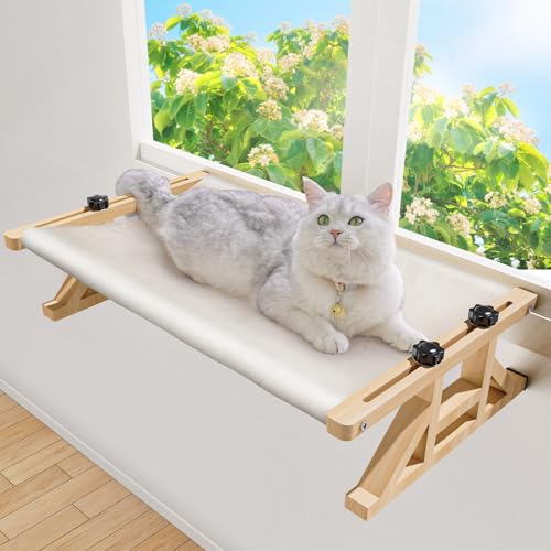 Tresbro 2-in-1-Katzen-Fensterstange und erhöhte Katzenhängematte, 39,9 cm B x 25,9 cm H x 48 cm L, Holzrahmen, Haustierbett für Hauskatzen, einfacher Aufbau, verstellbar, ohne Bohren Tresbro 2-in-1-Katzen-Fensterstange und erhöhte Katzenhängematte, 39,9 cm B x 25,9 cm H x 48 cm L, Holzrahmen, Haustierbett für Hauskatzen, einfacher Aufbau, verstellbar, ohne Bohren von Tresbro