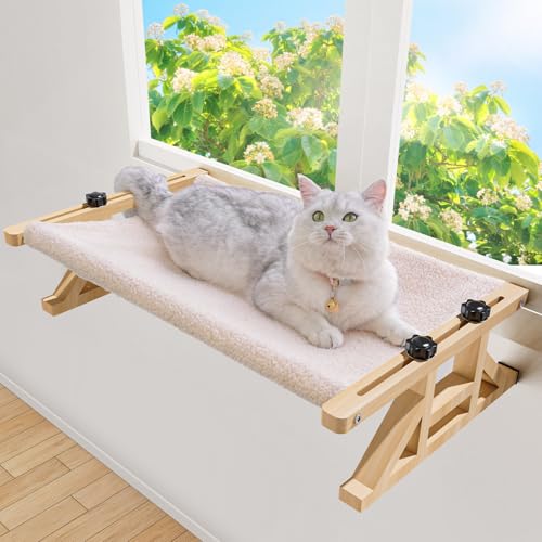 Tresbro Katzen-Fensterstange, 2-in-1-Katzen-Hängematte und erhöhtes Bett mit waschbarem Plüsch, 39,9 cm B x 25,9 cm H x 66 cm L, Fensterbanksitz für Indoor-Katzen, kein Bohren erforderlich Tresbro Katzen-Fensterstange, 2-in-1-Katzen-Hängematte und erhöhtes Bett mit waschbarem Plüsch, 39,9 cm B x 25,9 cm H x 66 cm L, Fensterbanksitz für Indoor-Katzen, kein Bohren erforderlich von Tresbro