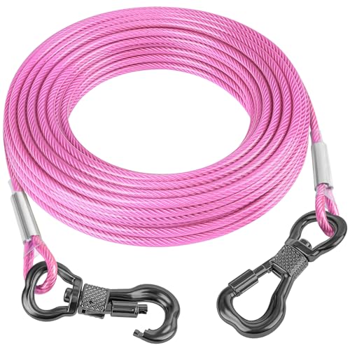 Tresbro Reflektierendes Auslaufkabel für Hunde bis zu 113 kg, Stahldraht, Leine mit drehbarer Edelstahl-Schnalle, leicht und langlebig, Hundeketten für draußen, Hof, Rosa Tresbro Reflektierendes Auslaufkabel für Hunde bis zu 113 kg, Stahldraht, Leine mit drehbarer Edelstahl-Schnalle, leicht und langlebig, Hundeketten für draußen, Hof, Rosa von Tresbro