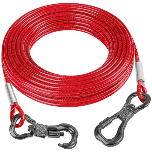 Tresbro Reflektierendes Hunde-Kabel, für Hunde bis zu 113 kg, Stahldraht-Hundeleine, Kabel mit Edelstahl-Dual-Fix-Schnalle, leicht und langlebig, Hundeketten draußen für Outdoor, Hof, Camping Tresbro Reflektierendes Hunde-Kabel, für Hunde bis zu 113 kg, Stahldraht-Hundeleine, Kabel mit Edelstahl-Dual-Fix-Schnalle, leicht und langlebig, Hundeketten draußen für Outdoor, Hof, Camping von Tresbro