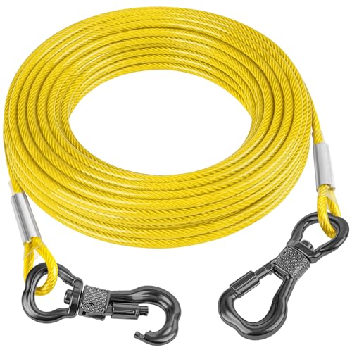 Tresbro Reflektierendes Hundeleinenkabel für Hunde bis zu 113,4 kg, Stahldraht, Hundeleine mit drehbarer Edelstahlschnalle, leicht und langlebig, Hundeketten für den Außenbereich, Hof, Gelb Tresbro Reflektierendes Hundeleinenkabel für Hunde bis zu 113,4 kg, Stahldraht, Hundeleine mit drehbarer Edelstahlschnalle, leicht und langlebig, Hundeketten für den Außenbereich, Hof, Gelb von Tresbro