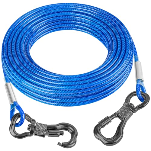 Tresbro Reflektierendes Hundeleinenkabel für Hunde bis zu 113 kg, Stahldraht, mit drehbarer Edelstahlschnalle, leicht und langlebig, Hundeketten für den Außenbereich, Garten, Blau, 4,5 m Tresbro Reflektierendes Hundeleinenkabel für Hunde bis zu 113 kg, Stahldraht, mit drehbarer Edelstahlschnalle, leicht und langlebig, Hundeketten für den Außenbereich, Garten, Blau, 4,5 m von Tresbro