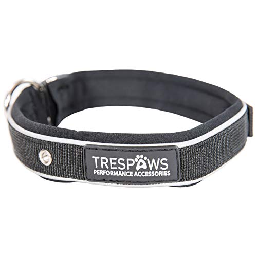 Hundehalsband, weich, Geruchskontrolle, reflektierendes Gurtband und verstellbares Kiera (Medium, Schwarz) von Trespaws