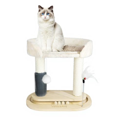 Tressel Kratzbaum mit Selbstpflegebürste 6-in-1 Holz Katzenbaum Turm mit Sisal Kratzstämmen, Top Sitzstange Bett, Hängende & Track Balls Haustier Spielzeug Niedlicher Kletterturm für Indoor Kitten Tressel Kratzbaum mit Selbstpflegebürste 6-in-1 Holz Katzenbaum Turm mit Sisal Kratzstämmen, Top Sitzstange Bett, Hängende & Track Balls Haustier Spielzeug Niedlicher Kletterturm für Indoor Kitten von Tressel