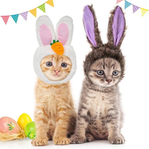 2 Stück Osterhasen Hut Set für Katzen & kleine Hunde Plüsch Rettich Kopfbedeckung für Partys 2 Stück Osterhasen Hut Set für Katzen & kleine Hunde Plüsch Rettich Kopfbedeckung für Partys von Tressify