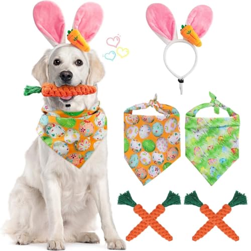 8-teiliges Osterkostüm-Set für Hunde – Hasenohren, Karotten und Bandanas für Welpen, Urlaubs-Haustierzubehör für Veranstaltungen und Geschenke 8-teiliges Osterkostüm-Set für Hunde – Hasenohren, Karotten und Bandanas für Welpen, Urlaubs-Haustierzubehör für Veranstaltungen und Geschenke von Tressify