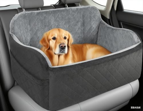 Hundekarzsitz bis 25 kg, 2 Klipsbare Verstellbare Sicherheitsleine, Autohundebett für 2 Kleine Hunde, Vollständig Abnehmbare und Waschbare Pet Karzsitz mit 2 Aufbewahrungstaschen (Schwarz) von Trhillsbrad