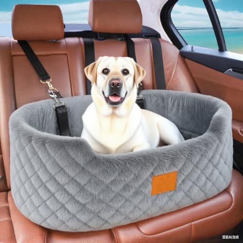 Hundekarzsitz für mittelgroße Hunde bis 22,7 kg, Pet Booster Sitz für Autos, SUVs und Lastwagen, Reisehundebett mit Sicherheitsgurt, Dickem Kissen, rutschfestem Boden, waschbar und tragbar (Schwarz) von Trhillsbrad