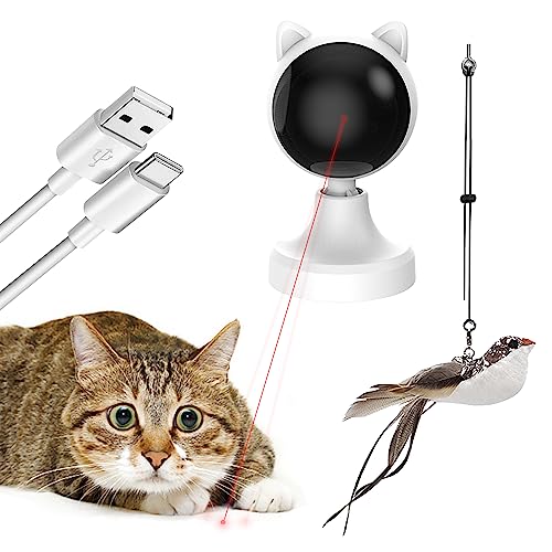 Trhillsbrad Wiederaufladbare Laser Automatischer Katzen Hund Spielzeug mit Vogel Spielzeug, Laser Katze Spielzeug Automatisch, Interaktive Katze Spielzeug von Trhillsbrad