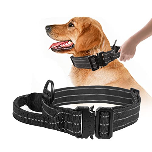 Verstellbare Hundehalsband Robuste Kontrollgriff, Taktisches Hundehalsband mit Robuste Metallschnalle für Mittlere Große Hunde,Hundehalsband breit 3.8CM,Halsband K9 Training Nylon M Verstellbare Hundehalsband Robuste Kontrollgriff, Taktisches Hundehalsband mit Robuste Metallschnalle für Mittlere Große Hunde,Hundehalsband breit 3.8CM,Halsband K9 Training Nylon M von Trhillsbrad