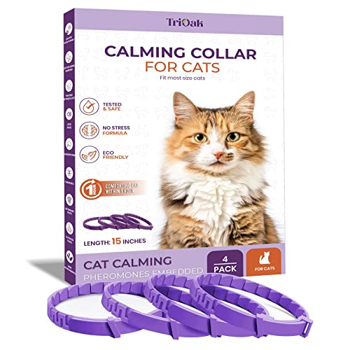 TriOak Beruhigendes Halsband für Katzen: Beruhigendes Halsband für Katzen, Pheromon für Katzen, Pheromon-Halsband zur Linderung von Angstzuständen, Katzenberuhigung für Katzen, Stressabbau, 4 Stück TriOak Beruhigendes Halsband für Katzen: Beruhigendes Halsband für Katzen, Pheromon für Katzen, Pheromon-Halsband zur Linderung von Angstzuständen, Katzenberuhigung für Katzen, Stressabbau, 4 Stück von TriOak