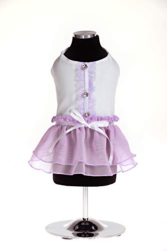 Trilly tutti Brilli SelenelilXS Selene Kleid mit Chiffonrock und Schmuckknöpfen, XS, Lila von Trilly tutti Brilli