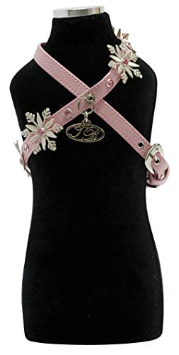 Trilly tutti Brilli Brustgeschirr mit Swarovski-Nieten und Schneeflocken aus Stoff, rosa Kunstleder, M - 1 Produkt von Trilly tutti Brilli