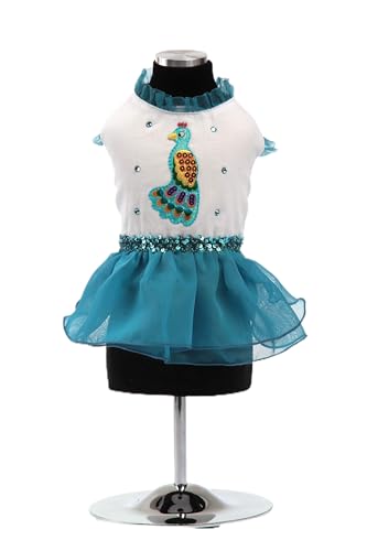 Trilly Tutti Brilli Kleid aus Piqué und Chiffon mit Swarovski-Steinen, Blau - 1 Produkt von Trilly Tutti Brilli