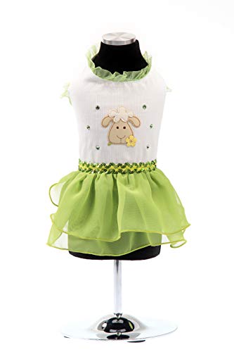 Trilly Tutti Brilli Kleid aus Piqué und Chiffon mit Swarovski-Steinen, Grün - 1 Produkt von Trilly Tutti Brilli