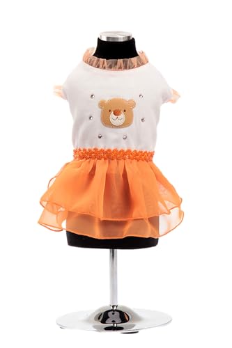 Trilly Tutti Brilli Kleid aus Piqué und Chiffon mit Swarovski-Steinen, Orange - 1 Produkt von Trilly Tutti Brilli