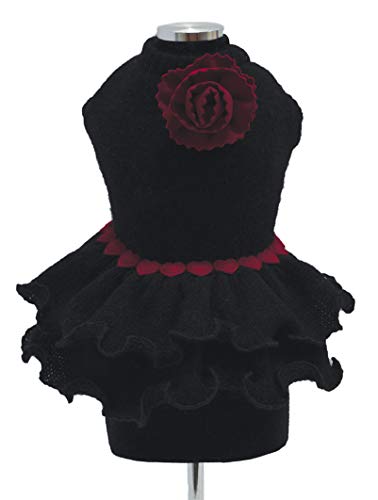 Trilly tutti Brilli Kleid aus Wolle mit Blumenbrosche, Schwarz, M – 1 Produkt von Trilly tutti Brilli