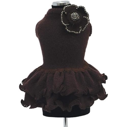 Trilly Tutti Brilli Kleid aus Wolle mit Brosche in Blumenform und Kristallen, Braun, XS - 1 Produkt Trilly Tutti Brilli Kleid aus Wolle mit Brosche in Blumenform und Kristallen, Braun, XS - 1 Produkt von Trilly Tutti Brilli
