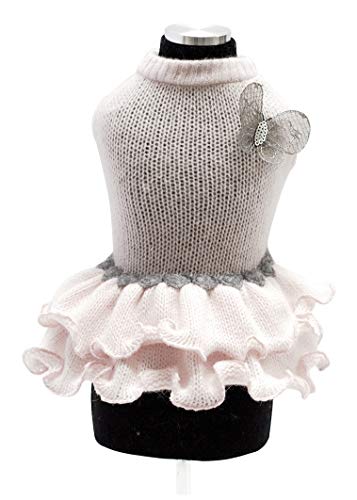 Trilly Tutti Brilli Kleid aus Wolle mit Thermoapplikation Schmetterling aus Stoff und Pailletten, Rosa, XL, 1 Produkt von Trilly Tutti Brilli