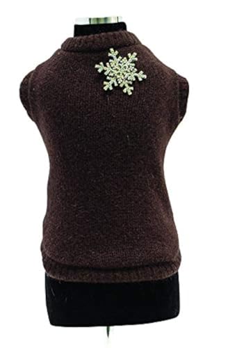 Trilly Tutti Brilli Loup Strickpullover mit Schneeflocken-Brosche aus Kristallen, Braun, XXS – 1 Produkt Trilly Tutti Brilli Loup Strickpullover mit Schneeflocken-Brosche aus Kristallen, Braun, XXS – 1 Produkt von Trilly Tutti Brilli