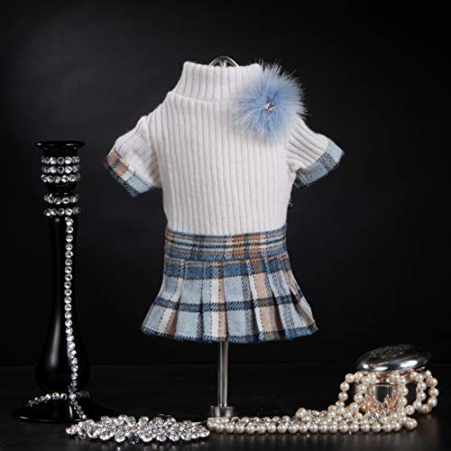 Trilly tutti Brilli Princeton Kleid aus Wolle mit schottischem Rock und Strasssteinen, Weiß, Größe M , 1 Produkt von Trilly Tutti Brilli