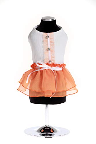 Trilly Tutti Brilli SelenearaXS Selene Kleid mit Chiffon-Rock und Knöpfen, Größe XS, Orange von Trilly Tutti Brilli