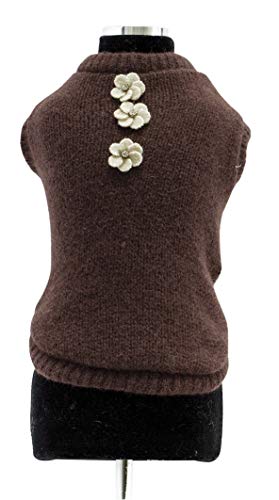 Trilly Tutti Brilli Strickpullover aus Wolle mit Applikation Blume aus Filz und Kristall, Braun - 1 Produkt von Trilly Tutti Brilli