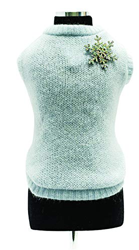 Trilly Tutti Brilli Strickpullover aus Wolle mit Schneeflocken-Brosche aus Kristallen, Hellblau - 1 Produkt von Trilly Tutti Brilli