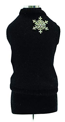 Trilly Tutti Brilli Strickpullover aus Wolle mit Schneeflocken-Brosche aus Kristallen, Schwarz von Trilly Tutti Brilli