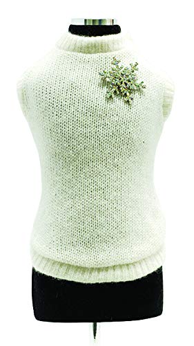 Trilly tutti Brilli Strickpullover aus Wolle mit Schneeflocken-Brosche aus Kristallen, Weiß, Größe XL – 1 Produkt von Trilly tutti Brilli