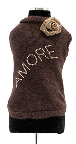 Trilly Tutti Brilli Wollpullover mit Swarovski-Applikation und Satinnadel, Braun, L - 1 Stück von Trilly Tutti Brilli