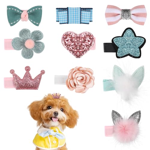 Haarnadeln für kleine Hunde, mit niedlicher Schleife, Blume, Krone, Haarnadeln, Haustier-Kopfschmuck, Fellpflege, Schleife, für Welpen, Kätzchen, 10 Stück Haarnadeln für kleine Hunde, mit niedlicher Schleife, Blume, Krone, Haarnadeln, Haustier-Kopfschmuck, Fellpflege, Schleife, für Welpen, Kätzchen, 10 Stück von Trinkrittey