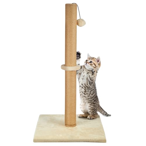 Trintion Katzenkratzbaum 74 cm Faltbarer Boden Hoher Katzenkrallenkratzer mit 1 Spielbällen Natürlicher Sisal-Kratzstab und Weicher Teppichbeschichtung Schwerer Sockel Modernes Stabiles Design von Trintion