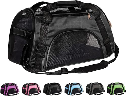 Trintion Reisetasche für Kleintiere, Kleiner Hunde- und Katzenrucksack mit Luftnetzrücken, schwarz (Groß) von Trintion