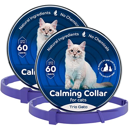 2 natürliche beruhigende und entspannende Halsbänder für Katzen, reduziert Angstzustände, verstellbare Größe, passend für alle Katzen, hält bis zu 60 Tage. 2 Einheiten pro Set. von TrioGato (2) von Trio Gato