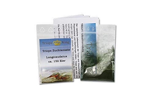 Triops Longicaudatus Urzeitkrebse Starter Set mit ca. 150 Urzeitkrebs-Eiern / Zysten von Triops King aus Deutschland, Anleitung zur Zucht und Jungtier-Futter - Züchte deine eigenen Urzeitkrebse bei dir zu Hause im Aquarium von Triops King