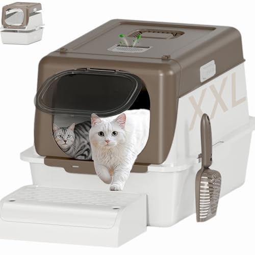 Trivico Katzentoilette aus Edelstahl mit Deckel - 40 l große abgedeckte Katzentoilette mit magnetischer Tür, Spritzschutz, Geruchskontrolle, Kohlefilter, leicht zu reinigen, halb/vollständig Trivico Katzentoilette aus Edelstahl mit Deckel - 40 l große abgedeckte Katzentoilette mit magnetischer Tür, Spritzschutz, Geruchskontrolle, Kohlefilter, leicht zu reinigen, halb/vollständig von Trivico