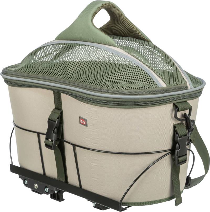 Trixie Fahrradkorb für den Gepäckträger - olivgrün/beige von Trixie